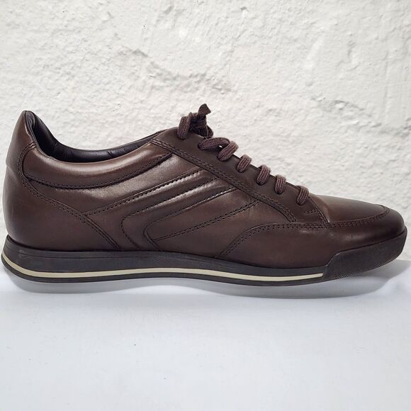 Ermenegildo Zegna Brown Nappa Leather Low Top Trainers Sneakers Mens 9.5 Italy main image 12
